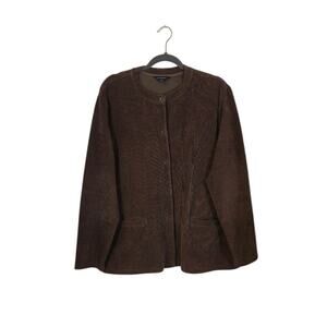 Lands' End Womens Corduroy Jacket Size 1X 16W-18W Brown Preppy Casual Super Soft
